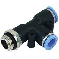 10mm x 3/8inch Swivel Male Run Tee Black & Blue Push-In Fitting (BSPP)