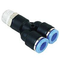 12mm x 3/8inch Swivel Male Stud Y Piece Black...