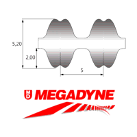 1800-RPP5-DD-25 Megadyne Isoran Double-Sided Timing Belt (1800-5M-25DD)