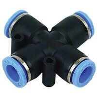 4mm Equal Cross Black & Blue Push-In Fitting