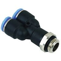 4mm x M5 Swivel Male Stud Y Piece Black & Blue Push-In Fitting (Metric)