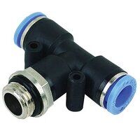 4mm x M6 Swivel Male Branch Tee Black & Blue Push-In Fitting (Metric)
