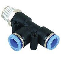 6mm x 1/4inch Swivel Male Run Tee Black & Blue Push-In Fitting (NPT)