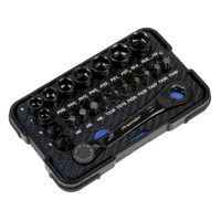 Sealey AK2112 Premier Black Go-Through Lock-On Low Profile Socket  Bit Set 1/4Sq Drive 31pc