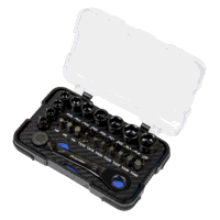 Sealey AK2112 Premier Black Go-Through Lock-On Low Profile Socket  Bit Set 1/4Sq Drive 31pc