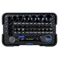 Sealey AK2112 Premier Black Go-Through Lock-On Low Profile Socket  Bit Set 1/4Sq Drive 31pc