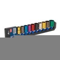 AK288 Sealey 10pc 1/2inch Sq Drive 6pt WallDrive® Metric Multi-Coloured Socket Set