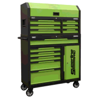 Sealey AP1080HVG Superline Pro Topchest  Rollcab Combination 12 Drawer  1 Door Cupboard - Green