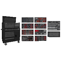 Sealey AP41STACKBCOMBO American PRO Tool Chest Combination with 117pc Tool Kit - Black