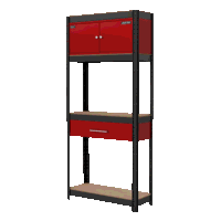 Sealey AP830R Shelving Unit 4-Tier with Cupboard  Drawer