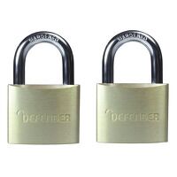 DEFENDER Aluminium Padlock Twin Pack 40mm