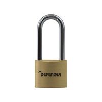 DEFENDER Brass Padlock Long Shackle 40mm