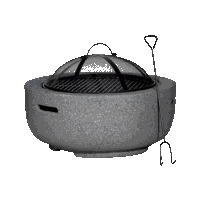 Sealey DG189 Dellonda Round MgO Fire Pit with BBQ Grill, 60cm, Safety Mesh Screen - Dark Grey