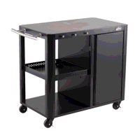 Sealey DG282 Dellonda BBQ/Plancha Workstation Trolley with Cupboard, Extension Table  Utensil Hooks, Black