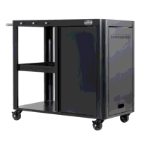 Sealey DG282 Dellonda BBQ/Plancha Workstation Trolley with Cupboard, Extension Table  Utensil Hooks, Black