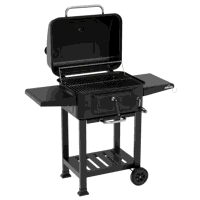 Sealey DG283 Dellonda Charcoal Grill BBQ Smoker and Trolley with 2 Side Shelves - Black