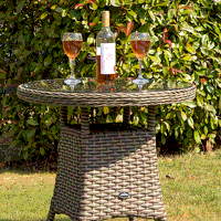 Sealey DG65 Dellonda Chester Rattan Wicker Outdoor Bistro Table with Tempered Glass Top, Brown