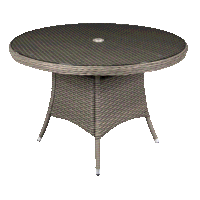 Sealey DG66 Dellonda Chester Rattan Wicker Outdoor Dining Table with Tempered Glass Top, Brown