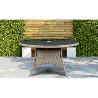 Sealey DG67 Dellonda Chester Rattan Wicker Outdoor Dining Table with Tempered Glass Top