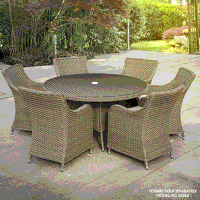Sealey DG67 Dellonda Chester Rattan Wicker Outdoor Dining Table with Tempered Glass Top