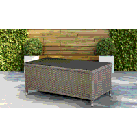 Sealey DG71 Dellonda Chester Rattan Wicker Outdoor Coffee Table with Tempered Glass Top, Brown