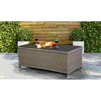 Sealey DG71 Dellonda Chester Rattan Wicker Outdoor Coffee Table with Tempered Glass Top, Brown