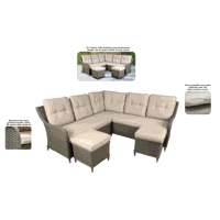 Sealey DG72 Dellonda Chester Rattan Wicker Outdoor 5 Seat Corner Sofa Set, Brown