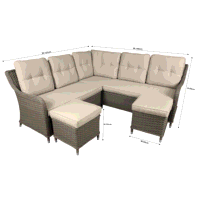 Sealey DG72 Dellonda Chester Rattan Wicker Outdoor 5 Seat Corner Sofa Set, Brown