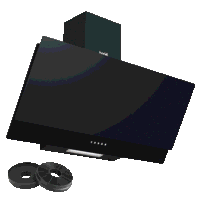 Sealey DH106 Baridi Angled Chimney Cooker Hood with Carbon Filters  LED Lamp 90cm, Energy Class A - Black Glass