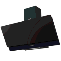 Sealey DH106 Baridi Angled Chimney Cooker Hood with Carbon Filters  LED Lamp 90cm, Energy Class A - Black Glass