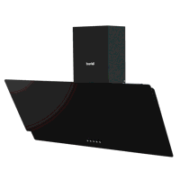 Sealey DH106 Baridi Angled Chimney Cooker Hood with Carbon Filters  LED Lamp 90cm, Energy Class A - Black Glass