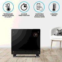 Sealey DH135 Baridi, Electric Glass Panel Heater, 1000W, Wi-Fi Enabled, Black - DH135