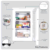 Sealey DH250 Baridi 55cm Undercounter Freezer with Adjustable Thermostat 85L - White