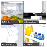 Sealey DH256 Baridi Tabletop Fridge with Ice Box, 46L Capacity, Adjustable Thermostat - White