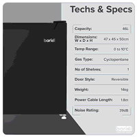 Sealey DH257 Baridi Tabletop Fridge with Ice Box, 46L Capacity
