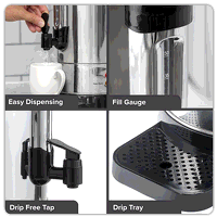 Sealey DH270 Baridi Hot Water Boiler, Tea Urn, 20L Capacity, Stainless Steel