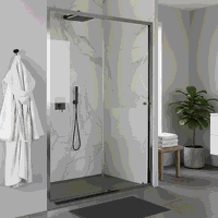 Sealey DH295 Sliding Shower Door 1200 x 1850mm, 6mm Tempered Glass, Reversible - Black