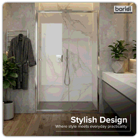 Sealey DH294 Sliding Shower Door 1200 x 1850mm, 6mm Tempered Glass, Reversible - Chrome