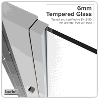 Sealey DH296 Baridi Side Panel for Sliding Shower Doors, 6mm Tempered Glass - Chrome