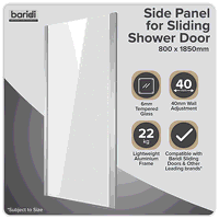 Sealey DH296 Baridi Side Panel for Sliding Shower Doors, 6mm Tempered Glass - Chrome