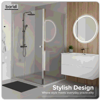 Sealey DH296 Baridi Side Panel for Sliding Shower Doors, 6mm Tempered Glass - Chrome