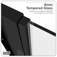 Sealey DH297 Side Panel for Sliding Shower Doors, 6mm Tempered Glass - Black