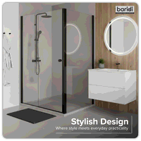 Sealey DH297 Side Panel for Sliding Shower Doors, 6mm Tempered Glass - Black