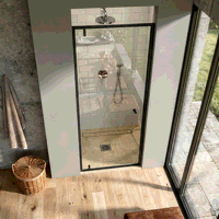 Sealey DH307 Hinged Shower Door 800 x 1850mm, 6mm Tempered Glass, Reversible - Black