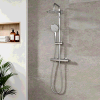 Sealey DH314 Thermostatic Shower Mixer Set, 20cm Round Head, Adjustable Rail - Chrome