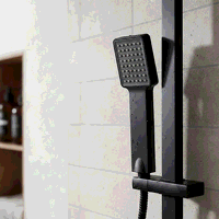 Sealey DH317 Thermostatic Shower Mixer Set, 20x20cm Square Head, Adjustable Rail - Black
