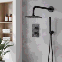 Sealey DH319 Concealed Thermostatic Shower Set, 20cm Round Head  Hand Shower - Black