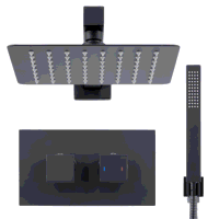 Sealey DH321 Concealed Thermostatic Shower Set 20 x 20cm Square Head  Hand Shower - Black