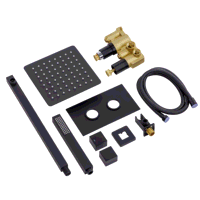 Sealey DH321 Concealed Thermostatic Shower Set 20 x 20cm Square Head  Hand Shower - Black