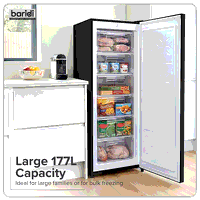 Sealey DH325 Freestanding Tall Freezer 177L Capacity  Black